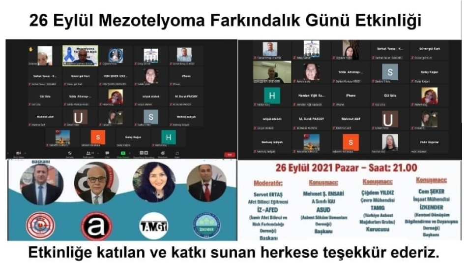 26 Eyllül'de ASBEST ve Mezotelyoma (Akciğer Zarı Kanseri) Farkındalık Etkinliğimiz